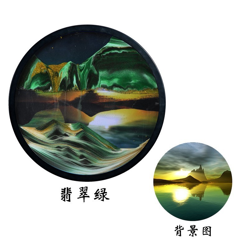 クリエイティブな写真の壁の装飾ラウンド回転流砂絵画砂時計工芸品テレビソファ背景壁ベッドサイド吊り絵画|undefined