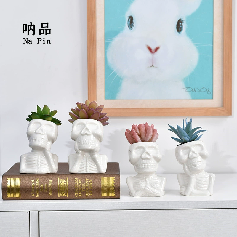 Na Pin Внешняя торговля Экспорт Керамический мясистый цветочный горшок Череп Простой современный стиль Трансграничный рынок Эксклюзивный