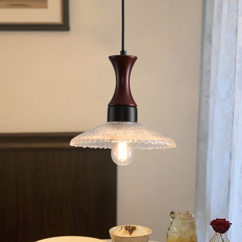 Lámpara retro americana lámpara de sala de estar dormitorio bar lámpara de cabecera de la cama sala de té de ventana tranquila vidrio de nuez lámparas Zhongshan