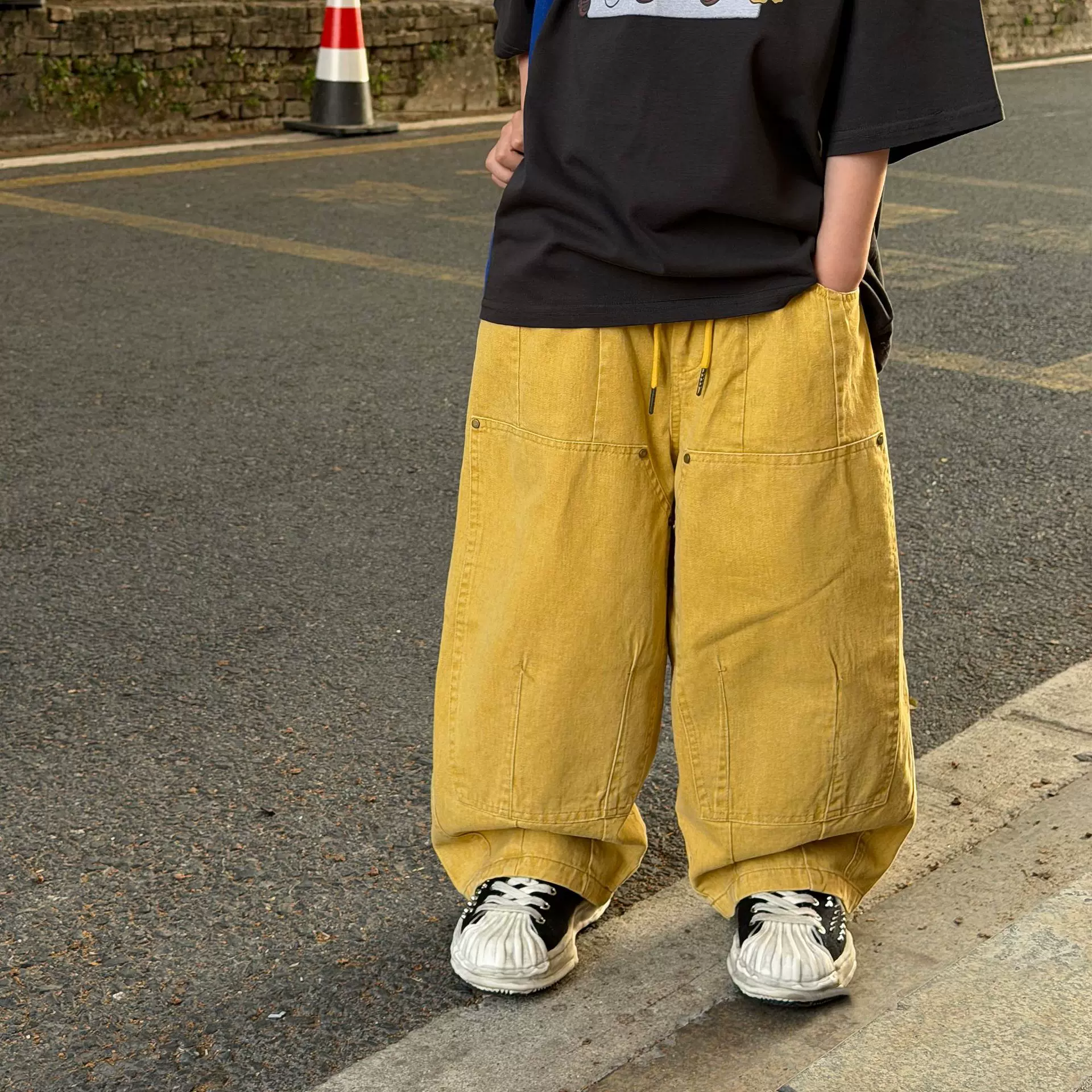 泰如2026春季新款儿童做旧炒洗彩色牛仔长裤男童洋气百搭休闲裤潮