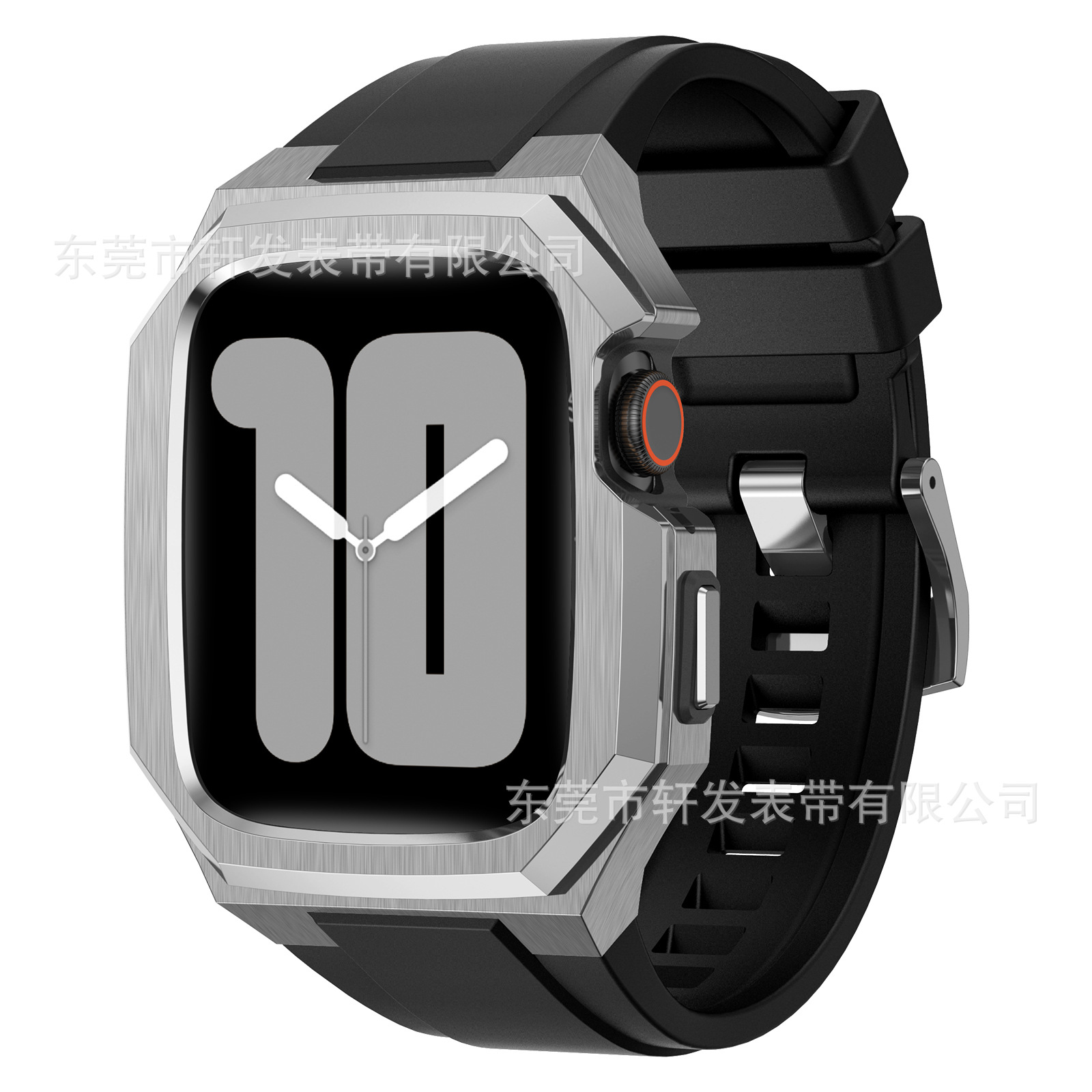 Adecuado para el reloj de Apple 45678SEApple I reloj de acero inoxidable cubierta protectora integrada correa de reloj de caucho flúor