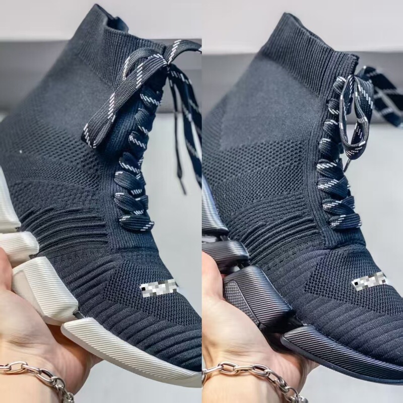 High-Quality Paris Speed 2.0 Socks Shoes Mid-Tube Knitted Cotton Breathable Casual Shoes Retro Men's and Women's Sports Shoes