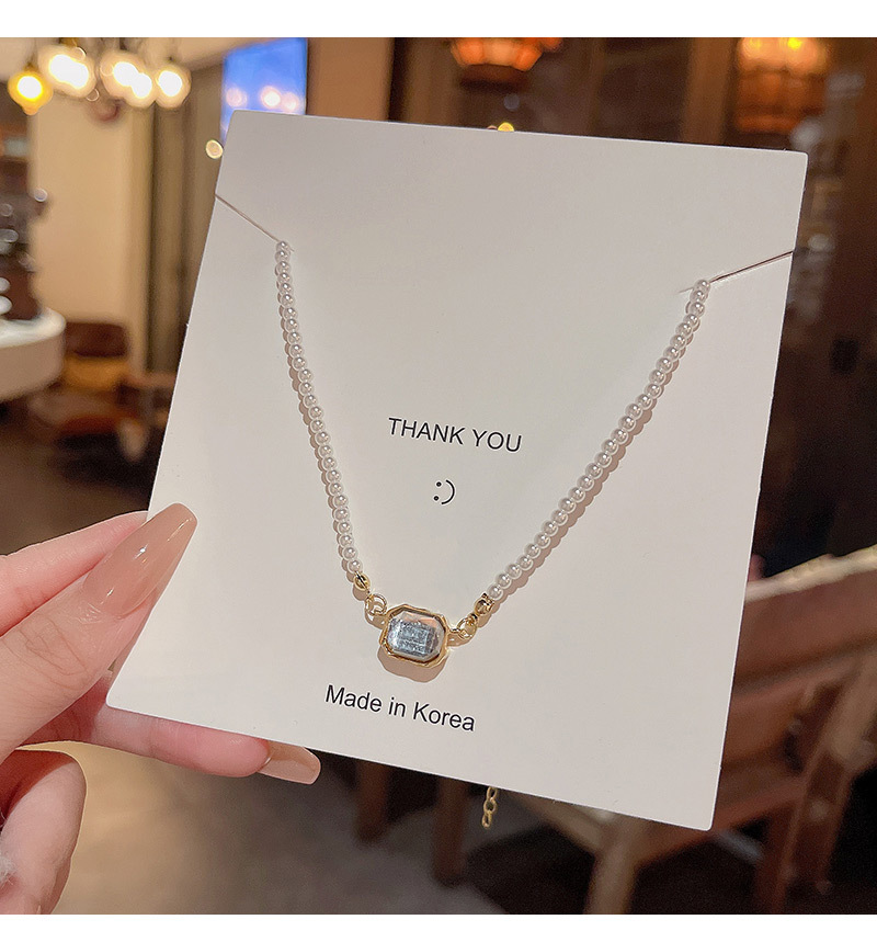 1 Piece Fashion Square Alloy Pearl Plating Inlay Rhinestones Womenu0027S Necklace