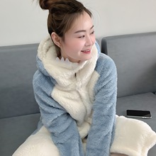 可爱卡通珊瑚绒睡衣女2023年新款冬季加厚睡袍可外穿家居服