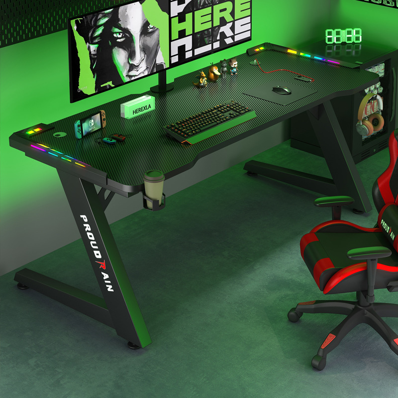 Wholesale E-Sports Table Internet Cafe Home Bedroom Office Internet Celebrity Game Anchor Desktop Computer Table and Chair Set