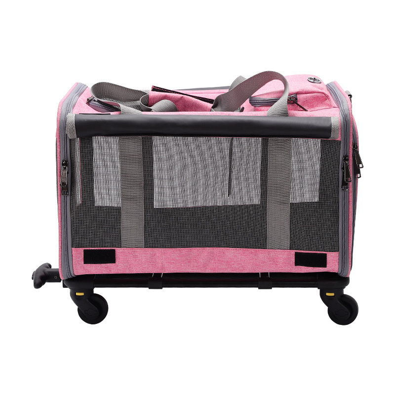 Transportín para gatos, carrito para mascotas para exteriores, jaula plegable y transpirable para mascotas, caja de transporte tipo bandolera para perros