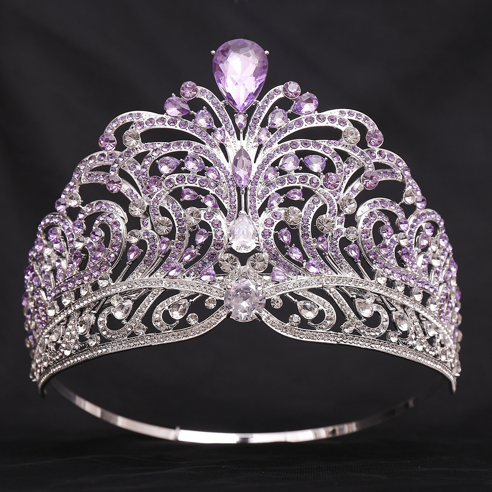Queen Bridal Crown Alloy Inlay Artificial Crystal Rhinestones Zircon Crown display picture 3