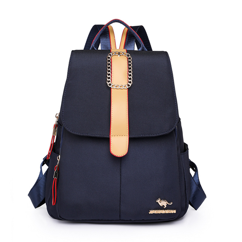 Fábrica al por mayor 2024 nueva casual mochila de nylon de las mujeres moda contraste color mochila de viaje de gran capacidad