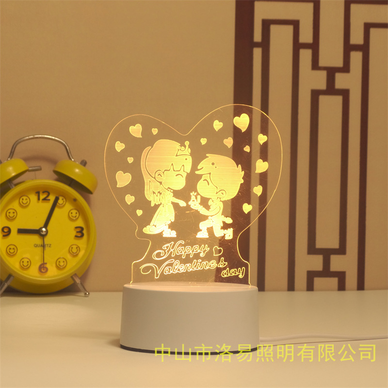 3D lámpara de noche acrílica atmósfera regalos de cabecera atmósfera lámpara de evento regalos al por mayor DIY lámpara de escritorio ideas de Navidad