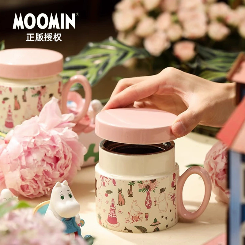 Чашка Moomin Moomin, керамическая чашка для чая с цветком, дизайнерская стильная кружка, дорогой подарок на день рождения, чашка для чая