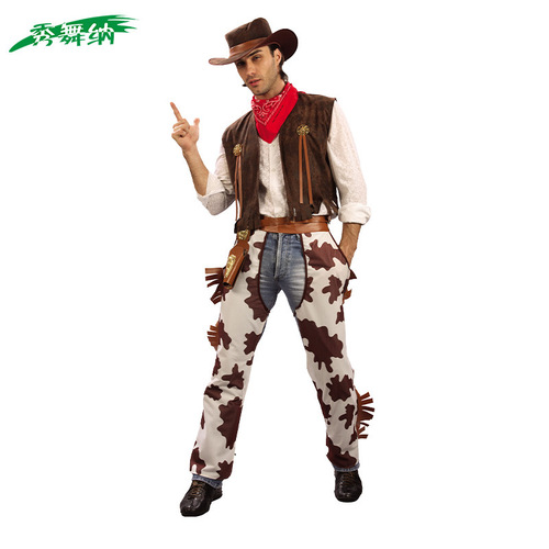 Women's Adult Western Cowboy Costume Halloween Cosplay Costume Party Dress Up Performance Clothing