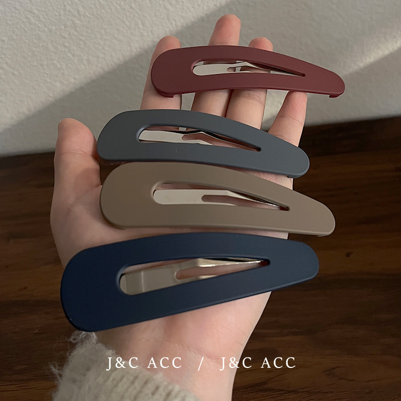 Minimalist Large BB Clip, Elegant Dark Color Series, Bangs Fringe Hair Clip, Korean Style, Sand-Smoothed Surface, Side Clip, Stylish and Versatile Hairpin