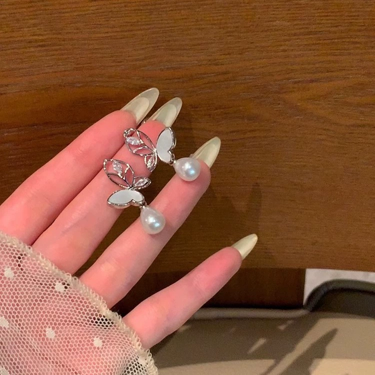 Серьги из серебра 925 с жемчужным бантиком, микровклейка цирконием, стиль 2026