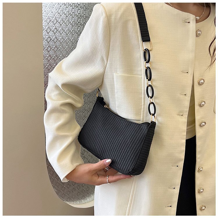 New Handheld Small Bag Single Shoulder Bag Fashionable Retro 2024 Corduroy Underarm Stick Bag Handbag for Women_voghion.com