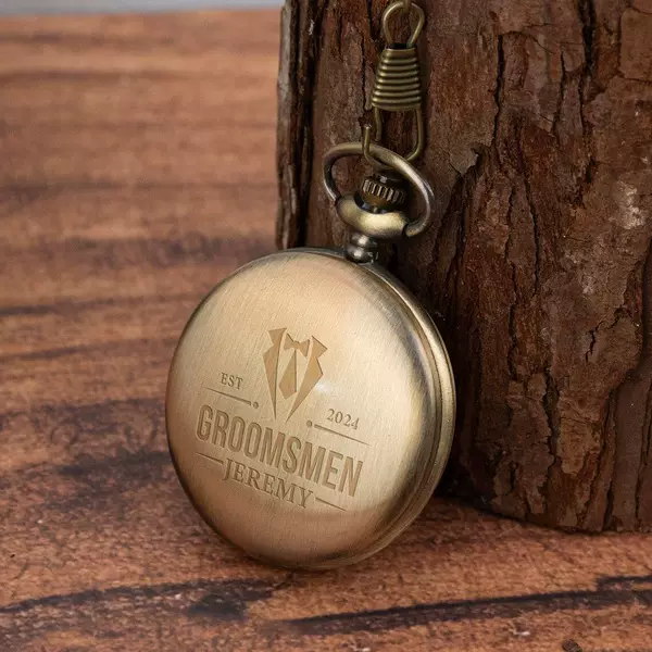Cross-Border Hot-Selling Retro Pocket Watch, Polished Metal, Creative Flip Cover, Double-Sided Luminous Pointer, Engraved Quartz Pocket Watch with Long Chain