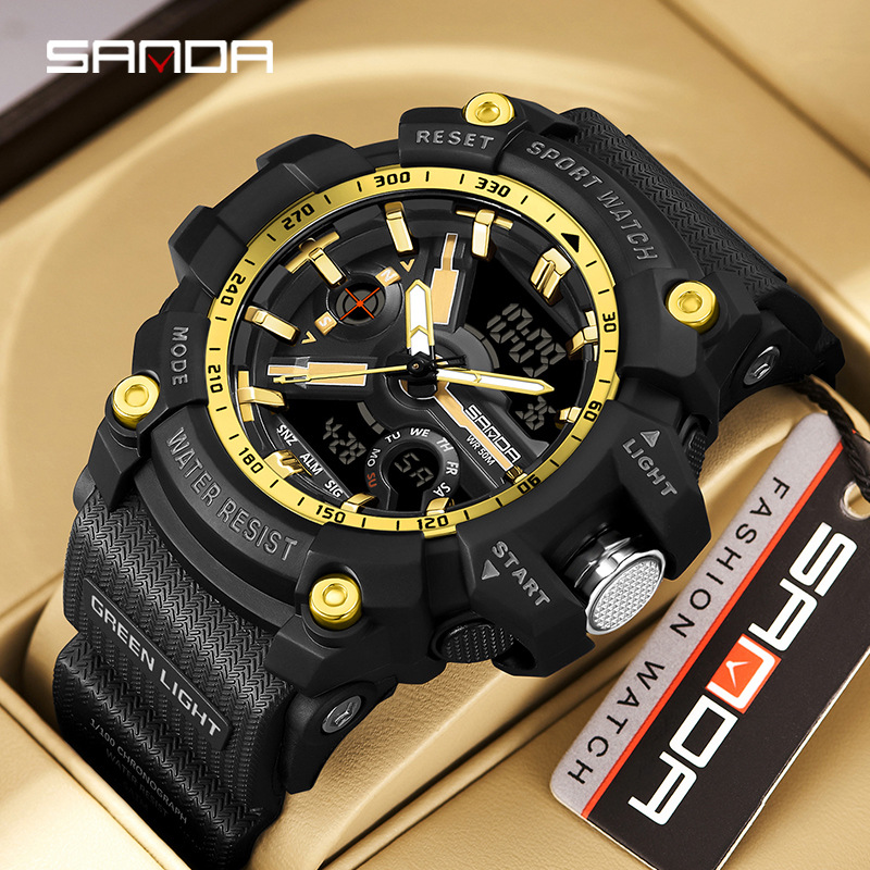 Sanda New Cross-border Hot Selling Electronic Watch Alarm Clock Multifunctional Fashion Luminous Waterproof Shockproof Men's Watch