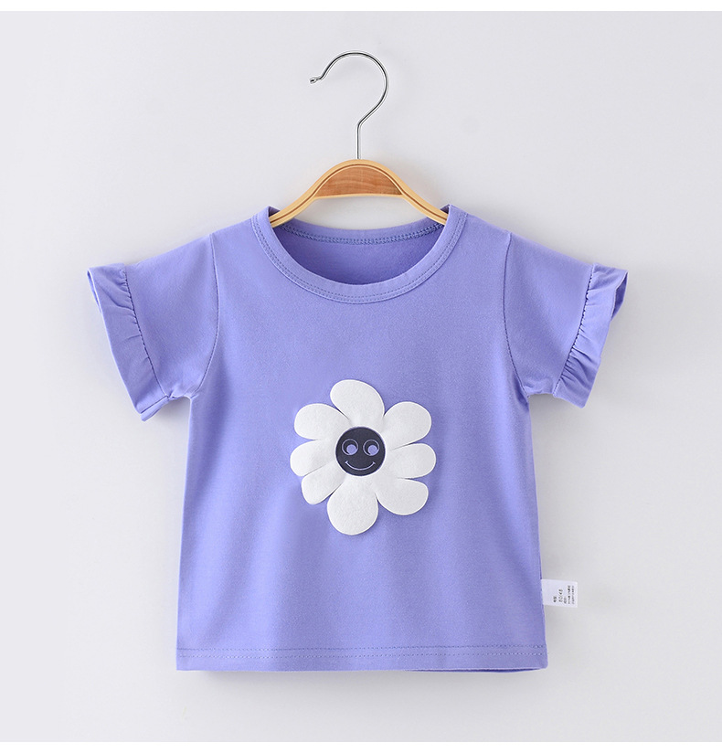 Cute Flower Cotton Cotton T-shirts & Blouses display picture 6