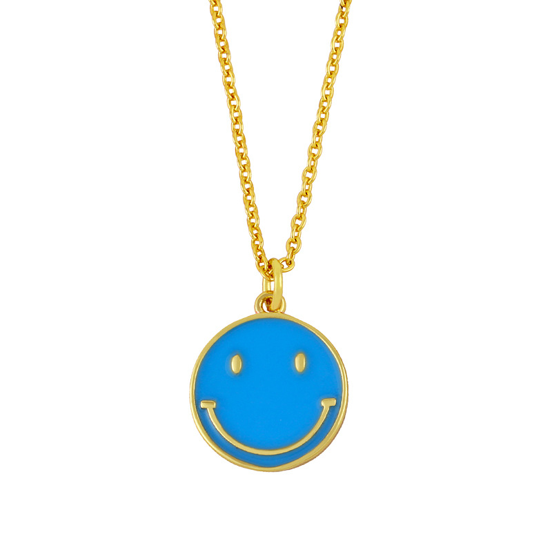 Nihaojewelry Cute Color Dripping Oil Round Brand Smiley Face Necklace Wholesale Jewelry display picture 4