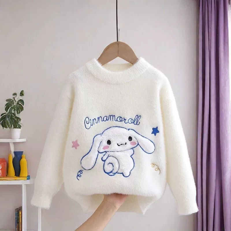 [2025 Yugui Dog] Зимний свитер для девочек Новый осенний и зимний норковый шерстяной свитер большой детский нижний свитер