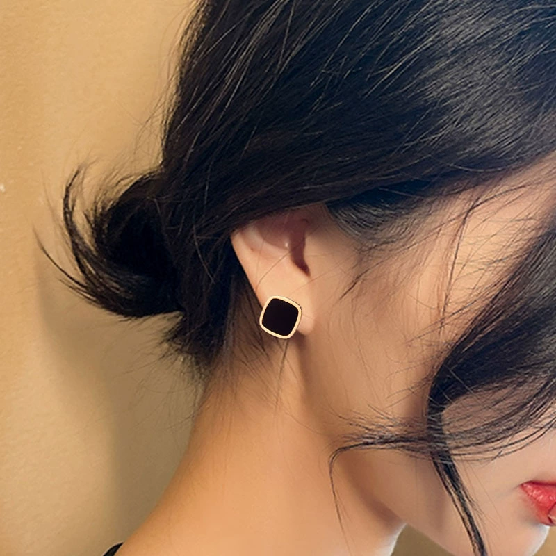 Classic sophisticated crooked earrings stainless steel, accessory, Korean style, simple and elegant design, internet celebrity