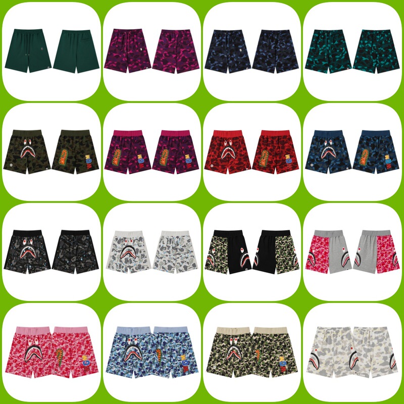 Cross-Border In-Stock Instant Delivery Bape Shark Camouflage Youth Casual Shorts Men's Pure Cotton Loose Sweatpants