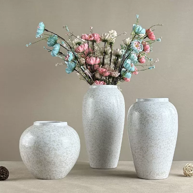 景德镇白色陶瓷花瓶侘寂水培插干花器简约插花干花瓶客厅装饰摆件