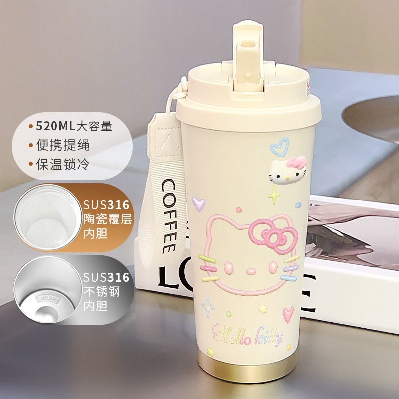 高颜值保温杯水杯子咖啡杯吸管便携办公室男女316不锈钢送礼物|undefined