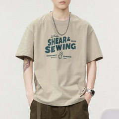 280g重ポンド純綿半袖tシャツ男性アメリカレトロ夏新作ファッションアルファベットカジュアルt半袖服