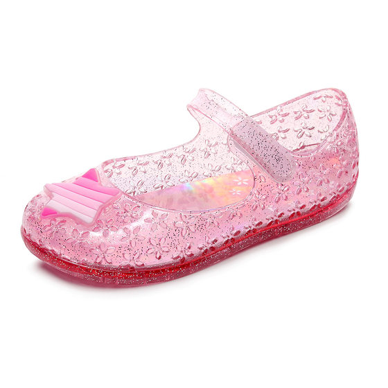 Summer cross-border new children's crystal jelly sandals sequined soft bottom closed toe five-pointed star Princess beach sandals