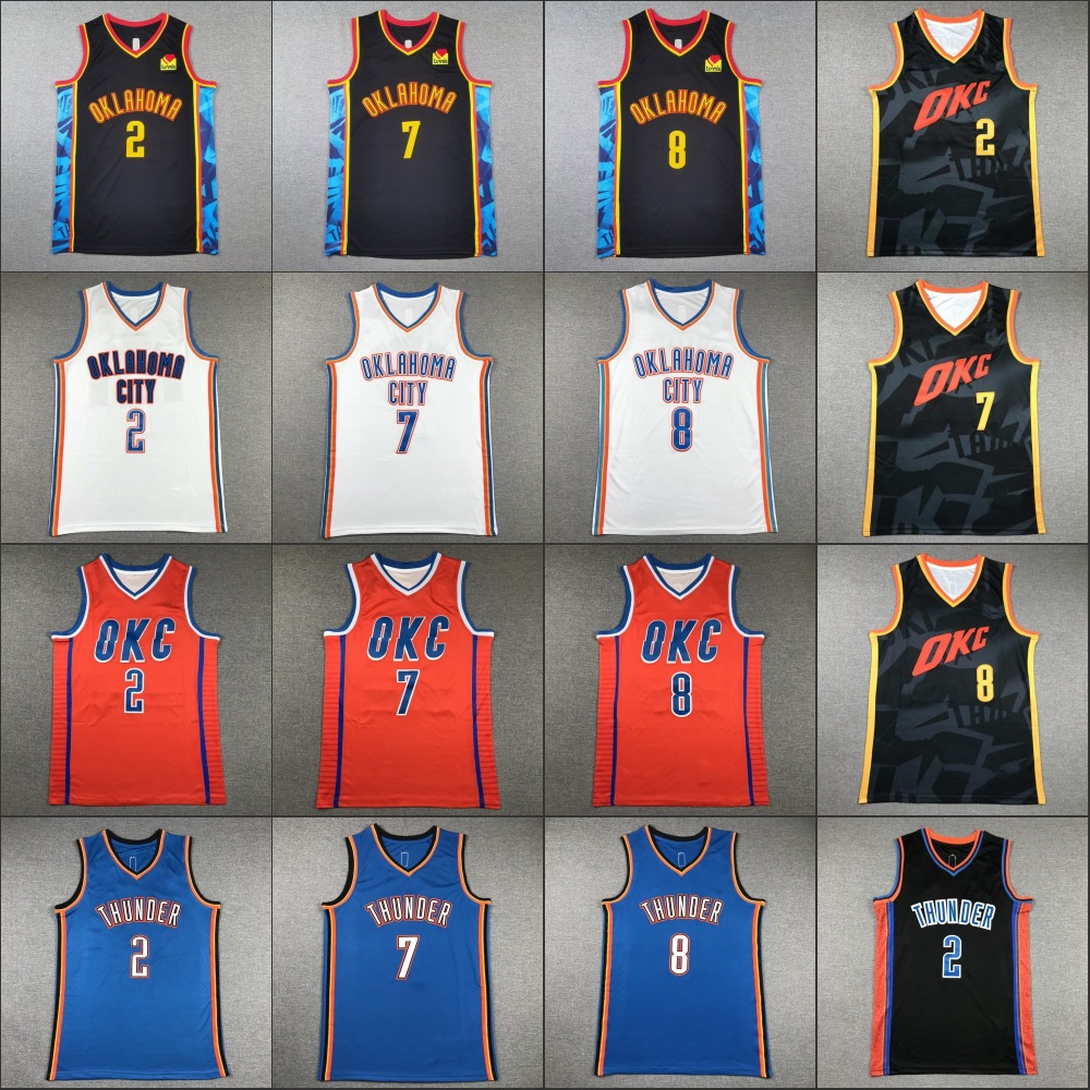 Thunder embroidery basketball jersey vest wholesale 2# Gilgeous-Alexander 7# 8#