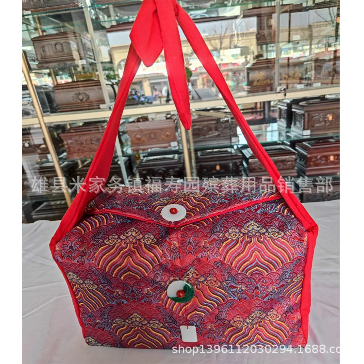 Сумка для хранения урны с золотой и серебряной крышкой, набор из пяти урн с вышитой крышкой с кисточками, ковровая обертка.