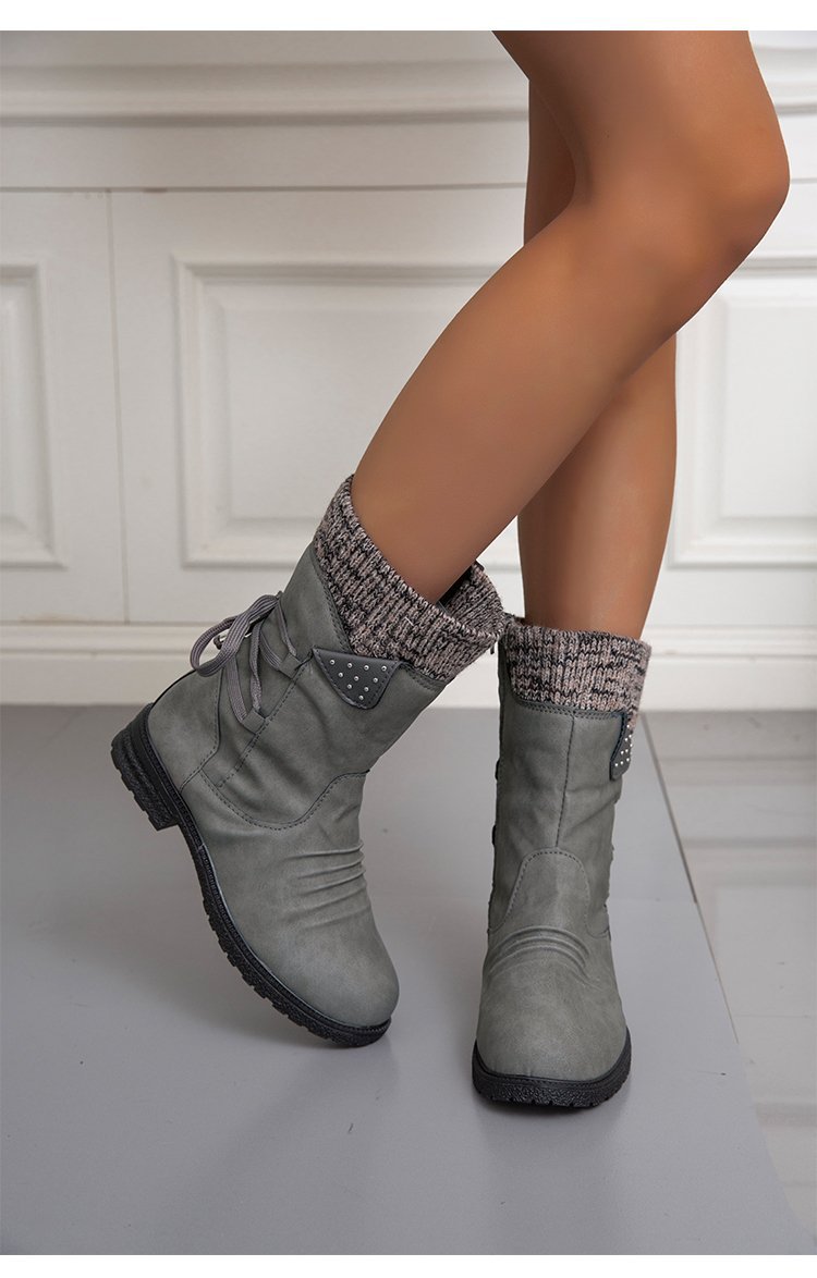 Large Size Short Boots Women Fashion Explosion Outer Boots Women Solid Color Low Heel Short Boots_voghion.com