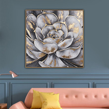 盘古原创鎏金花卉家居客厅壁挂油画 外贸手工画专业工厂J07097