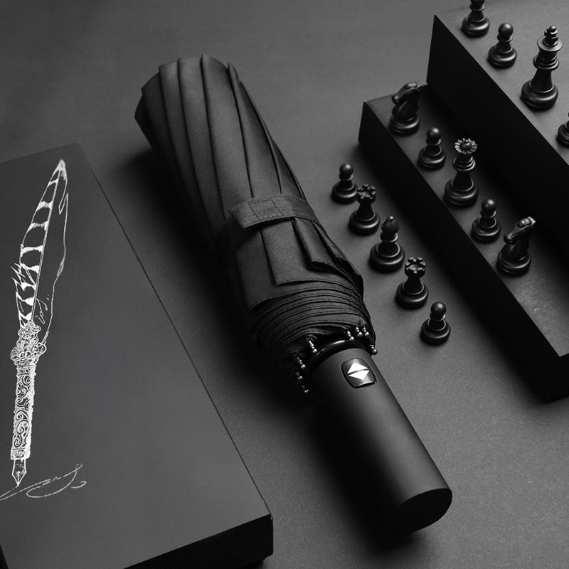 Men's automatic windproof solid color umbrella