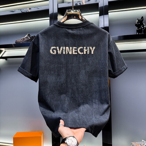 2026 Summer Men's American Style Printed Letter Short-Sleeve T-Shirt High-End Tie-Dye Crew Neck Short-Sleeve T-Shirt Top