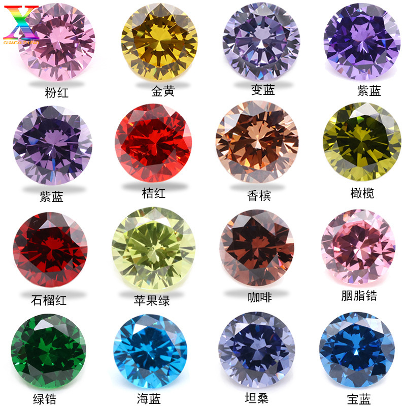 Wuzhou Synthetic Gemstone Zircon Factory 5A3-12Mm White Colorful Round Pointed Bottom Cubic Zirconia Zirconia