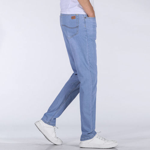Mountainforce Light Blue Straight Leg Loose Fit Men's Casual Youthful Elastic High-End Blue Jeans