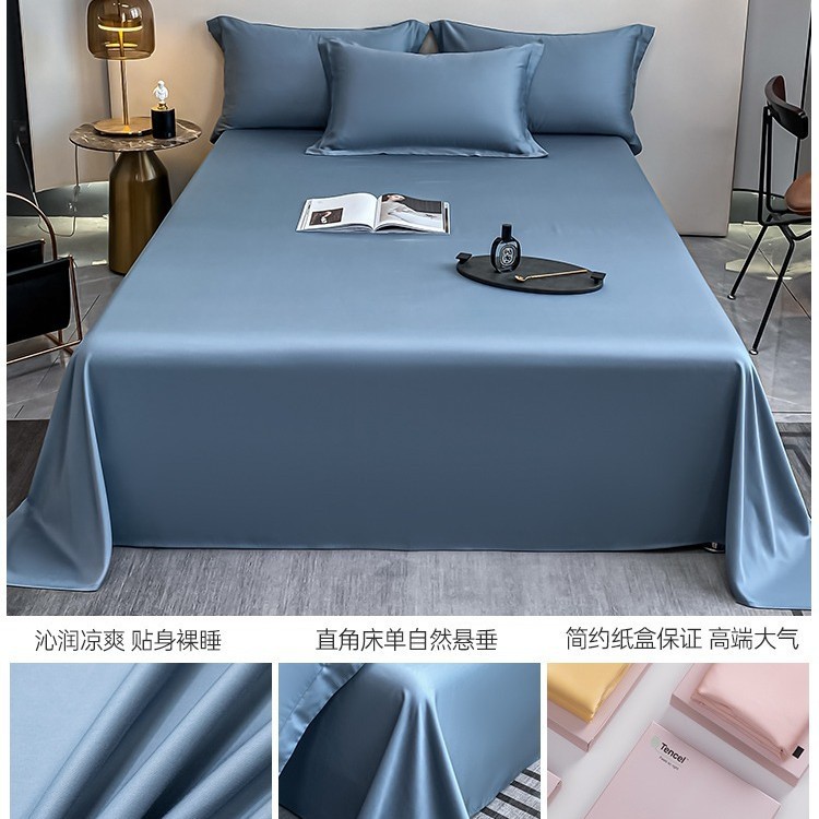 Sábanas de verano de seda de una sola pieza de color sólido dormitorio doble individual seda de hielo funda de edredón desnuda funda de almohada de edredón de tres piezas