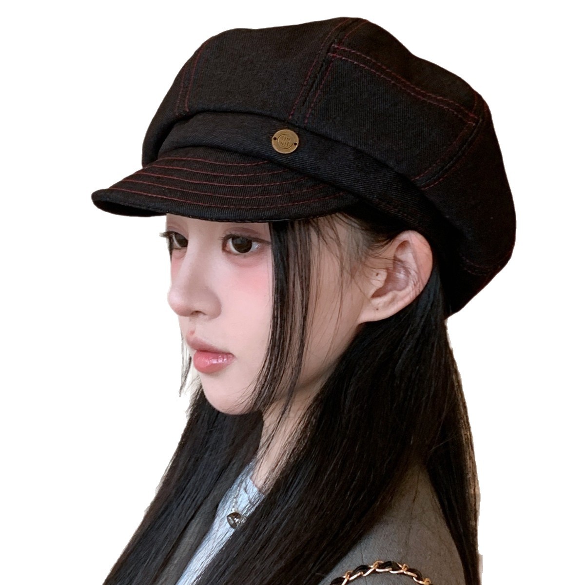 2025 Early Autumn New Denim Octagonal Beret For Women Korean Version Versatile Casual Fashion Face Slimming Niche_voghion.com