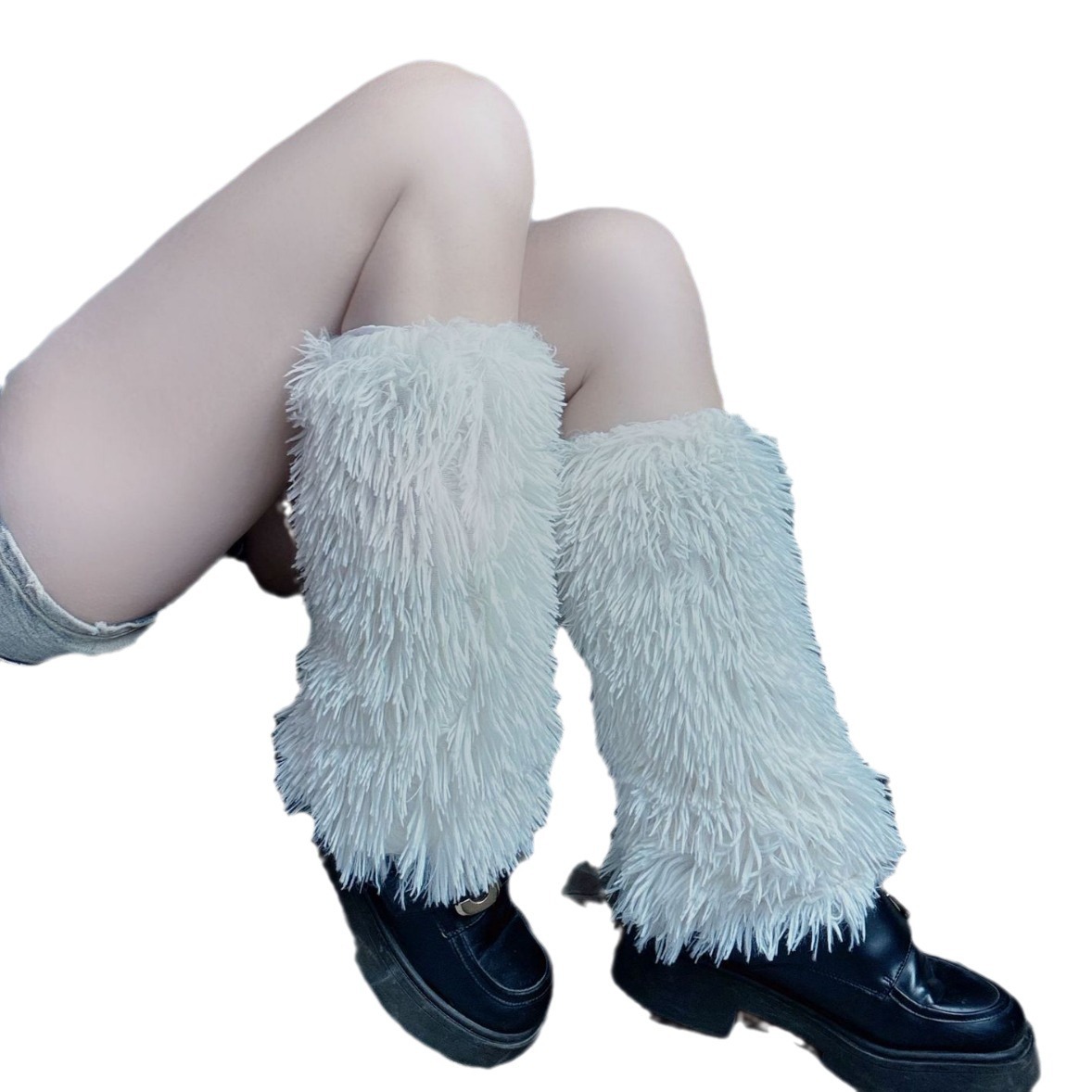 Bijpassende kleur fuzz pile sokken witte JK bootcover lente en herfst dunne retro beenbedekking ins trend_voghion.com