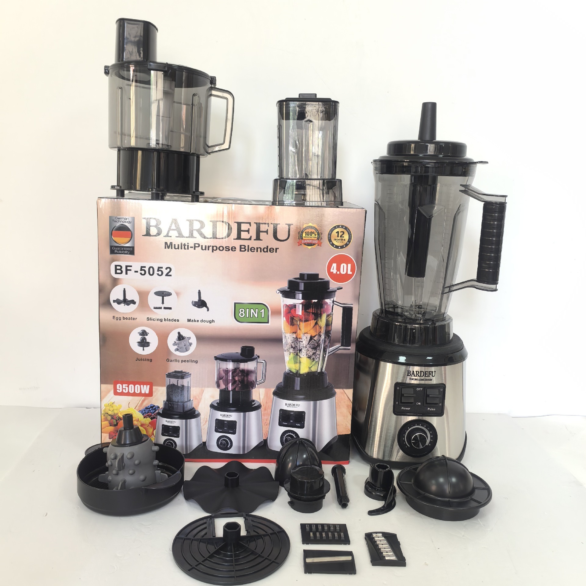 8in1 Edelstahl-Standmixer multifunktional, großes Fassungsvermögen