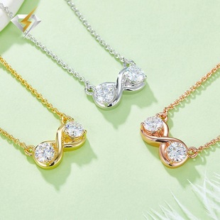 Mobius Double Diamond Pendant S925 Silver Inlaid Mosan Diamond Necklace Seiko Cross-border Foreign Trade New Jewelry Wholesale