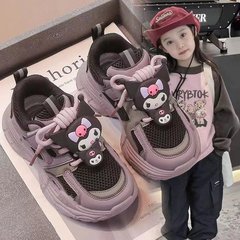 クロミの女の子の靴2025春秋の新型の子供の運動靴の女の子の中で大きい子供の洋気の柔らかい底のお父さんの靴