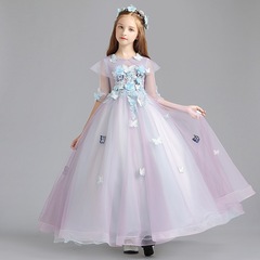Children's formal dress, girls' birthday princess dress, ballgown long size for middle and large children, little host piano performance costume summer