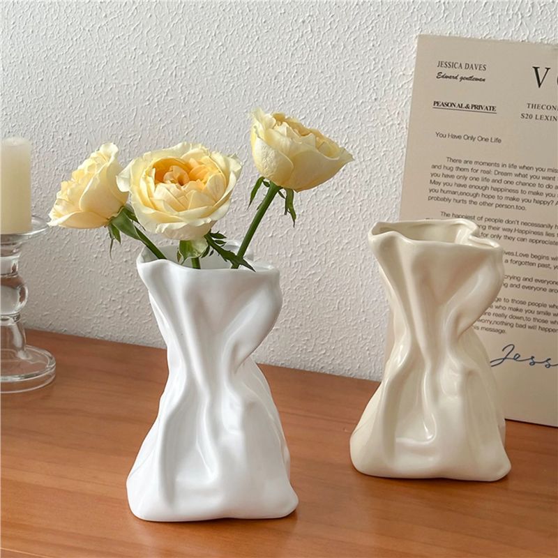 포켓 꽃병 크림 옐로우 + 화이트 조합 (꽃 제외)