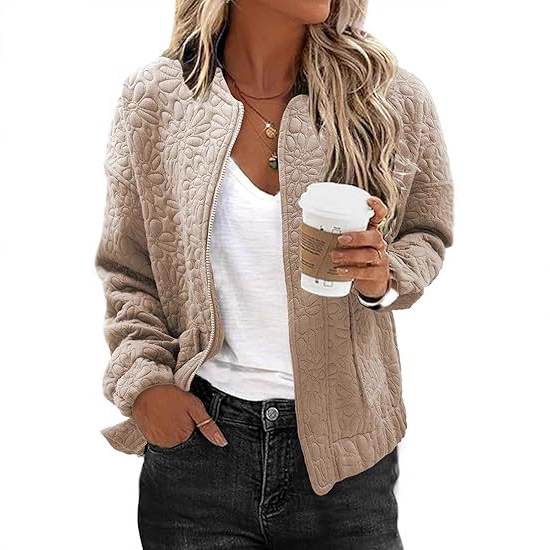 Amazon Cross-Border European and American 2025 Autumn and Winter New Fashion Casual Jacquard Cardigan Jacket Lightweight Zipper Jacket for Women Amazon Cross-Border European and American 2025 Autumn and Winter New Fashion Casual Jacquard Cardigan Jacket Lightweight Zipper Jacket for Women