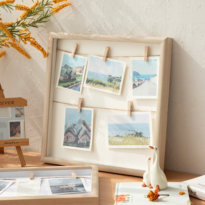 Photo Frame Ins Creative Small Wooden Clip Photo Frame Gift Handmade DIY Decorative Frame Wall Hanging Photo Wall Made into Photo Wall