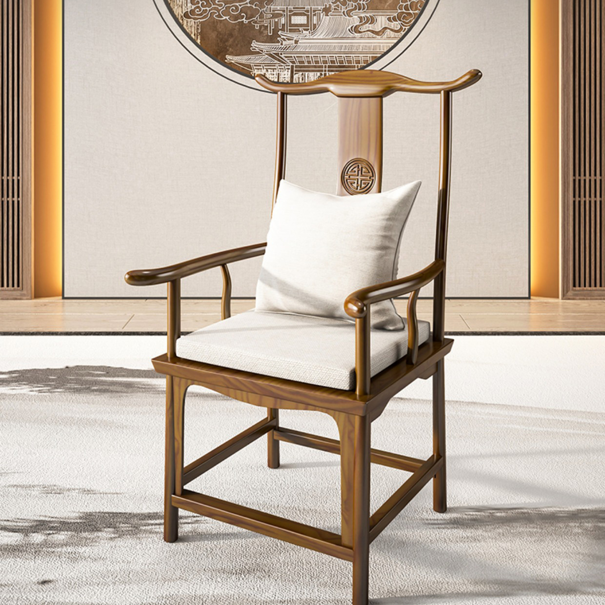 Wholesale solid wood chairs, Chinese-style office, hotel, retro round chairs, master chairs, living room, classical tea chairs, dining chairs, home use