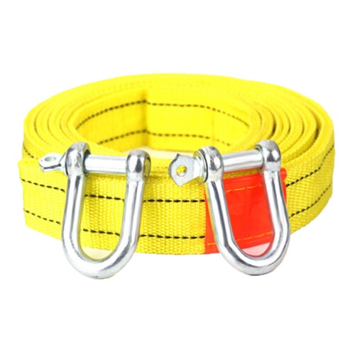 Car tow rope, fluorescent reflective traction rope, 4m 5 ton double layer thickened off-road vehicle tow rope