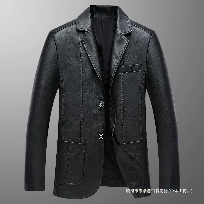 Мужской кэжуал-жакет для отдыха, осень, Slim Fit, кожа/кожзам, стиль для среднего возраста, бренд